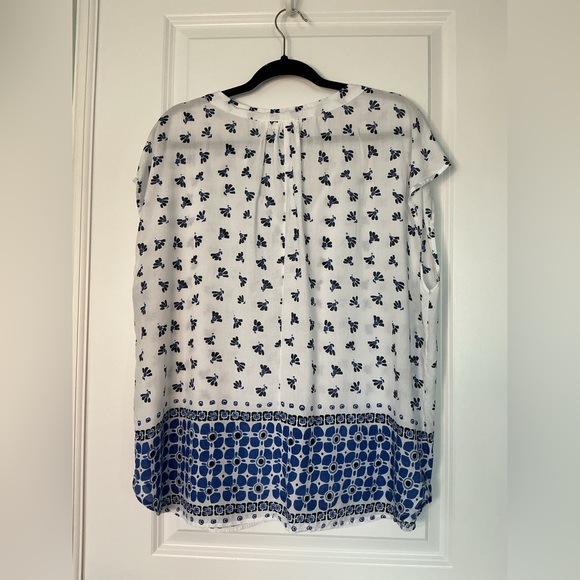 Roller Rabbit Women’s Oversized Sleeveless Top Blue and White Print Size L - Picture 3 of 8